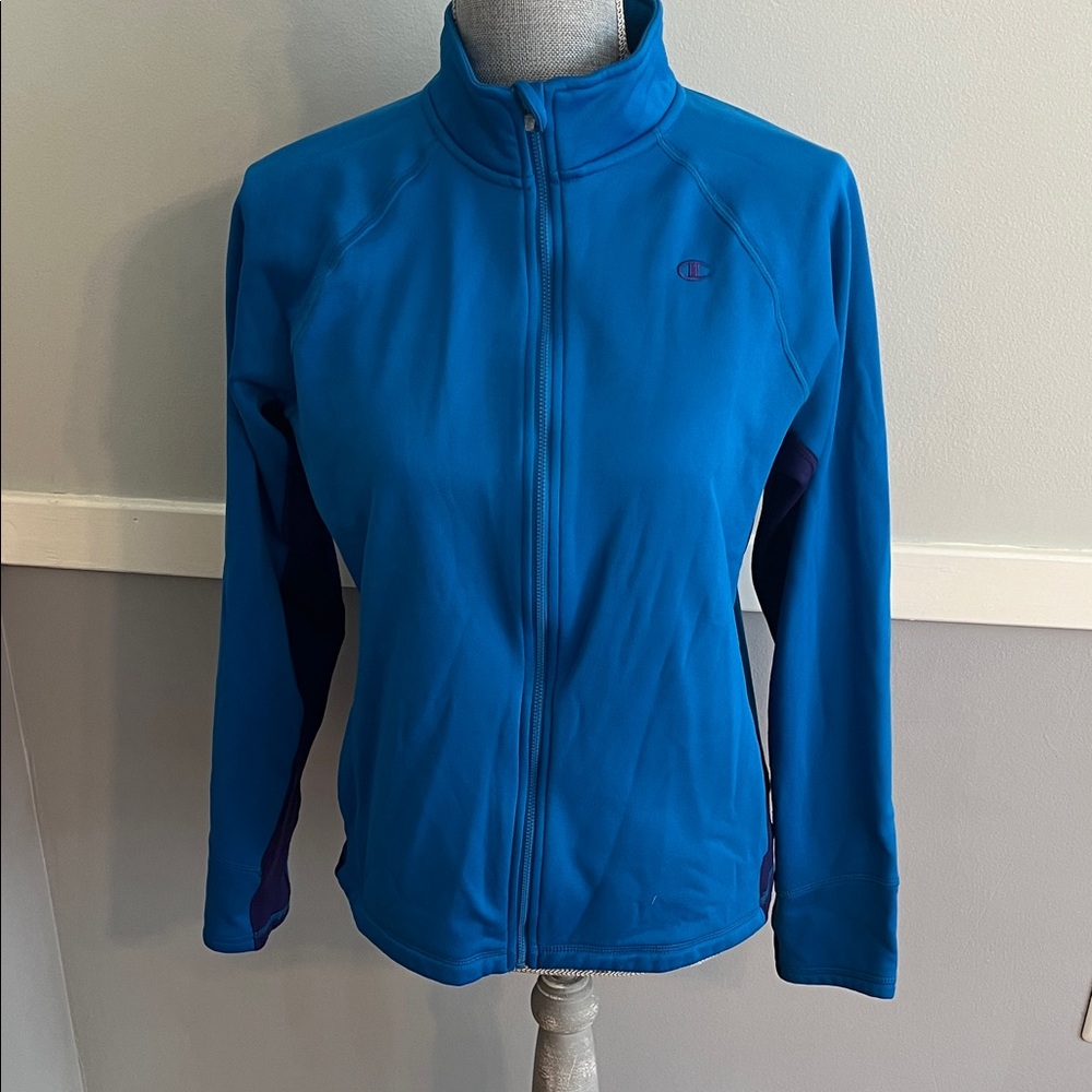 Champion Women's Bright Blue Full-Zip Utility Jacket with Purple Panels